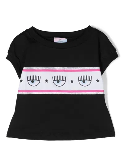 Chiara Ferragni Kids' Logo-print Cotton T-shirt In Schwarz
