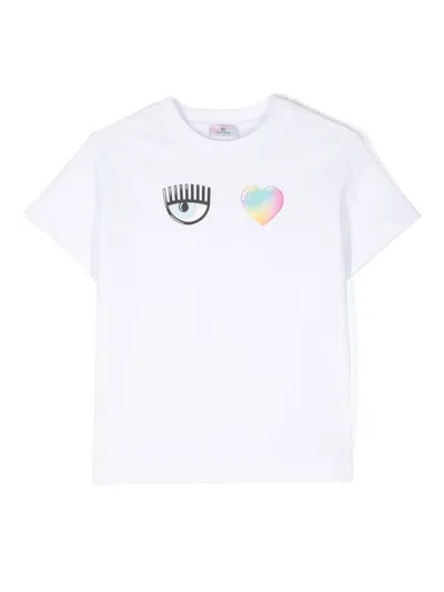 Chiara Ferragni Kids' Logo-print Cotton T-shirt In White