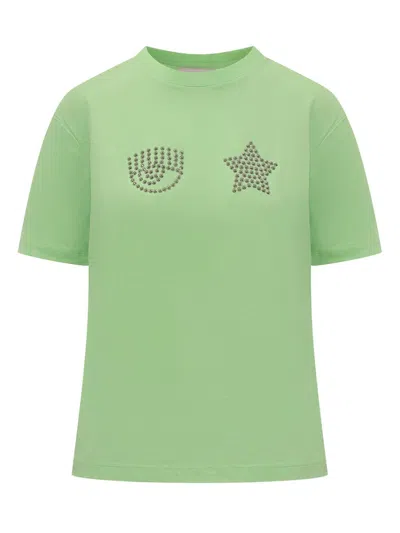 Chiara Ferragni Logo Printed Crewneck T In Green