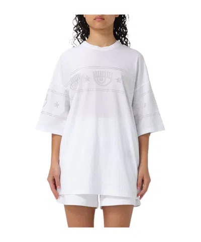 Chiara Ferragni Logo Studded Crewneck T-shirt In White