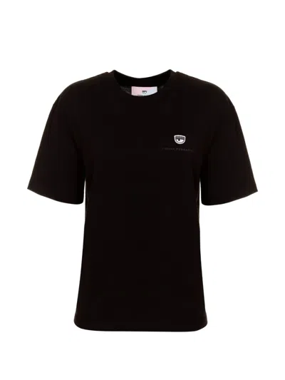 Chiara Ferragni Logo-embroidered T-shirt In Black