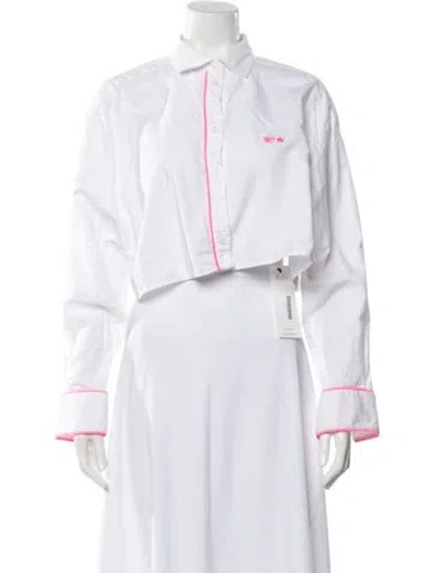 Pre-owned Chiara Ferragni Long Sleeve Crop Top In White