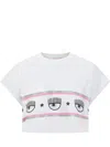 Chiara Ferragni Eyelike-glittered Cropped T-shirt In White