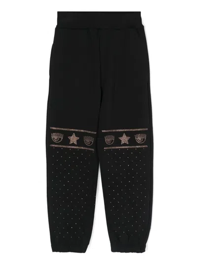 Chiara Ferragni Kids' Eyelike-motif Tracksuit Bottoms In Black