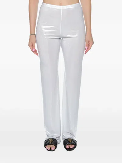 Chiara Ferragni Metallic Cut-out Trousers In White