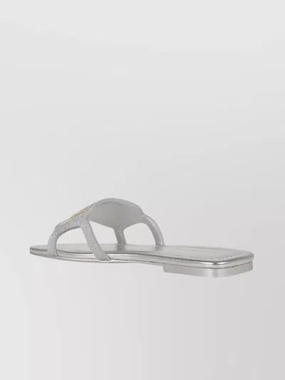 Chiara Ferragni Metallic Strappy Open Toe Slides In White