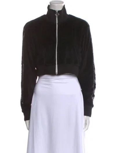 Pre-owned Chiara Ferragni Mock Neck Long Sleeve Crop Top In Black