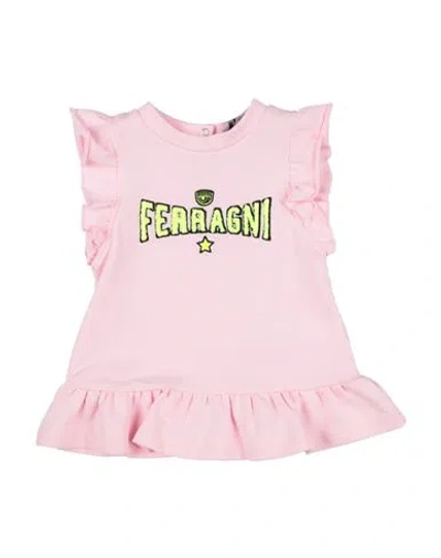Chiara Ferragni Newborn Girl Baby Dress Pink Size 3 Cotton, Elastane