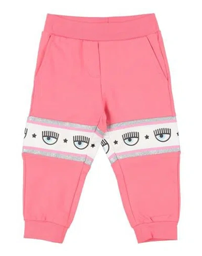 Chiara Ferragni Babies'  Newborn Girl Pants Coral Size 3 Cotton, Elastane In Pink