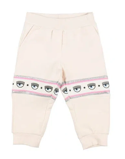 Chiara Ferragni Babies'  Newborn Girl Pants Cream Size 3 Cotton, Elastane In Neutral
