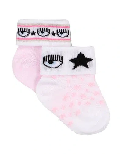 Chiara Ferragni Babies'  Newborn Girl Socks & Hosiery Pink Size 3 Cotton, Polyamide