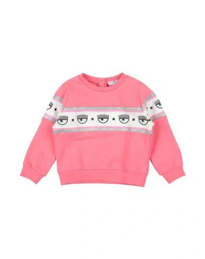 Chiara Ferragni Babies'  Newborn Girl Sweatshirt Coral Size 3 Cotton, Elastane In Red