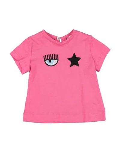 Chiara Ferragni Babies'  Newborn Girl T-shirt Fuchsia Size 3 Cotton In Pink