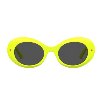 Chiara Ferragni Oval Frame Sunglasses In 40g/ir Yellow