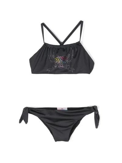 Chiara Ferragni Kids' Rhinestone-embellished Bikini In Black