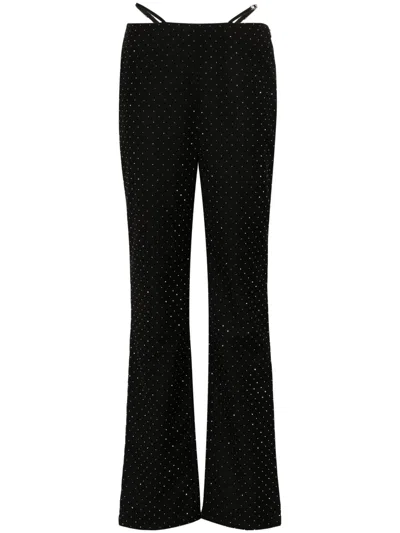 Chiara Ferragni Rhinestone-embellished Straight-leg Trousers In Black