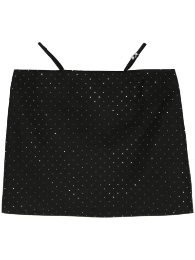 Chiara Ferragni Rhinestone-embellished Twill Miniskirt In Black