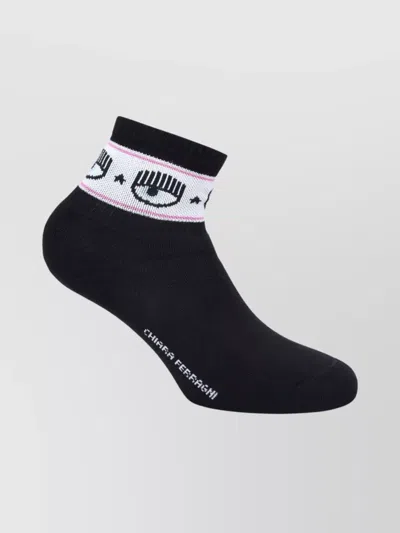Chiara Ferragni Ribbed Cuff Ankle Length Socks