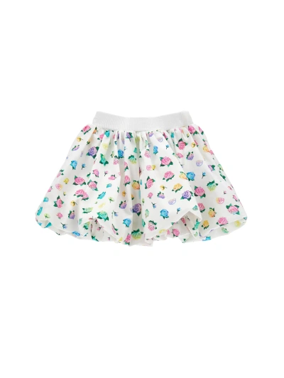 Chiara Ferragni Kids'   Rose Cotton Skirt In White + Multicolor