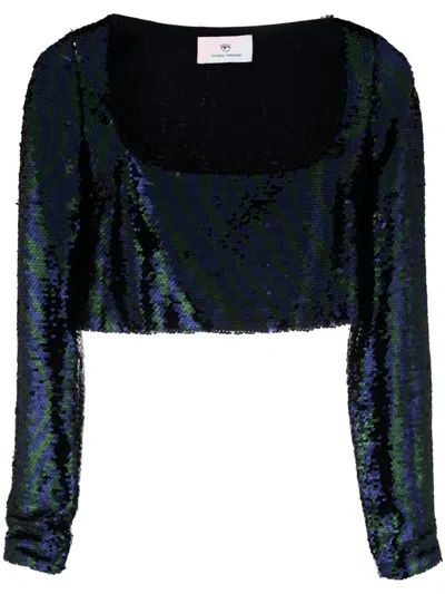Chiara Ferragni Sequin-embellished Cropped Top In Blue