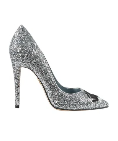 Chiara Ferragni Sequined High Heels In Gray