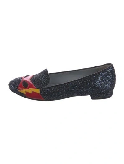 Pre-owned Chiara Ferragni Sequins Printed Loafers In Blue