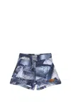 Chiara Ferragni Patchwork-print Jersey Shorts In Blue
