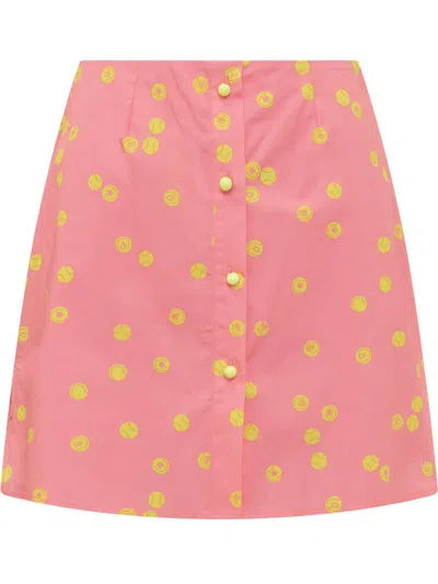 Chiara Ferragni Allover Graphic Printed Mini Skirt In Pink