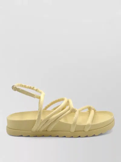 Chiara Ferragni Slides Flat Sole Braided Straps Open Toe In Yellow