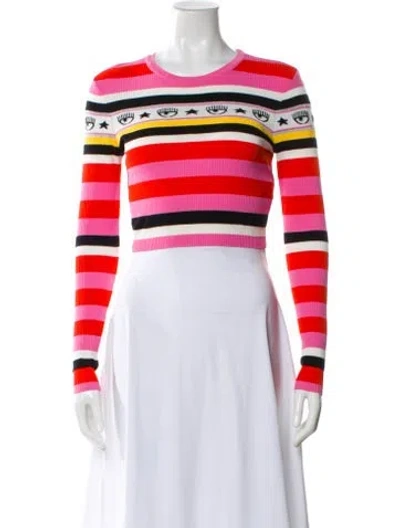 Pre-owned Chiara Ferragni Striped Crew Neck Sweater In Blue