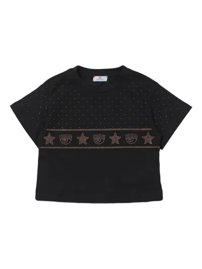 Chiara Ferragni Kids' Studded T-shirt In Black