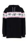 Chiara Ferragni Black Eyelike-embossed Cotton Hoodie In Black