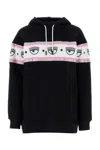 Chiara Ferragni Black Eyelike-embossed Cotton Hoodie In Black