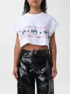 Chiara Ferragni Eyelike-glittered Cropped T-shirt In White