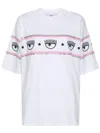 Chiara Ferragni Eyelike-glittered Cotton T-shirt In White