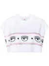 Chiara Ferragni Eyelike-glittered Cropped T-shirt In White