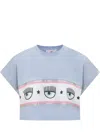 Chiara Ferragni Maxi Logomania Cropped T-shirt In Blue Heron