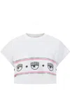 Chiara Ferragni Eyelike-glittered Cropped T-shirt In White