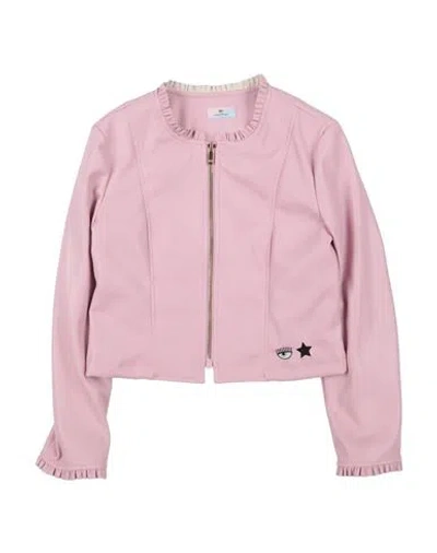 Chiara Ferragni Babies'  Toddler Girl Jacket Pink Size 5 Polyester, Polyurethane Resin