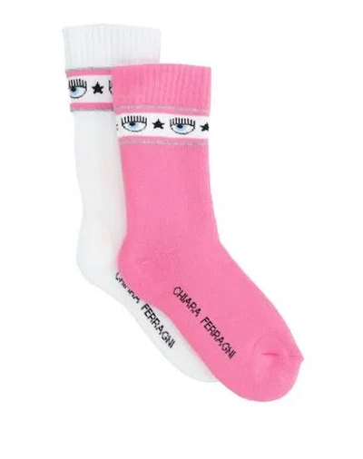 Chiara Ferragni Babies'  Toddler Girl Socks & Hosiery Fuchsia Size 6 Cotton In Pink