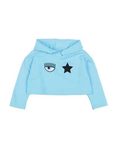 Chiara Ferragni Babies'  Toddler Girl Sweatshirt Azure Size 4 Cotton, Elastane In Blue