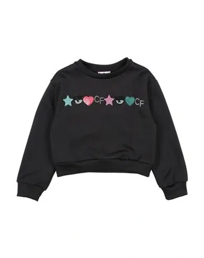 Chiara Ferragni Babies'  Toddler Girl Sweatshirt Black Size 7 Polyester, Cotton