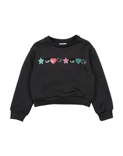 Chiara Ferragni Babies'  Toddler Girl Sweatshirt Black Size 6 Polyester, Cotton