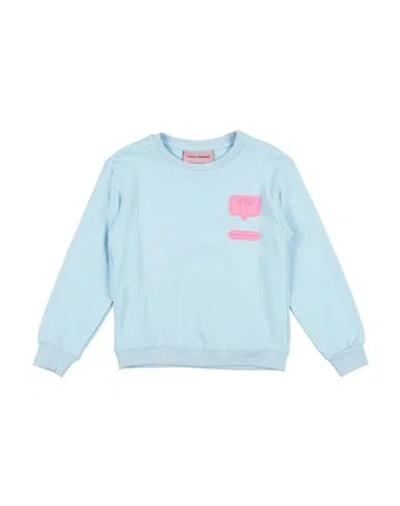 Chiara Ferragni Babies'  Toddler Girl Sweatshirt Sky Blue Size 7 Cotton