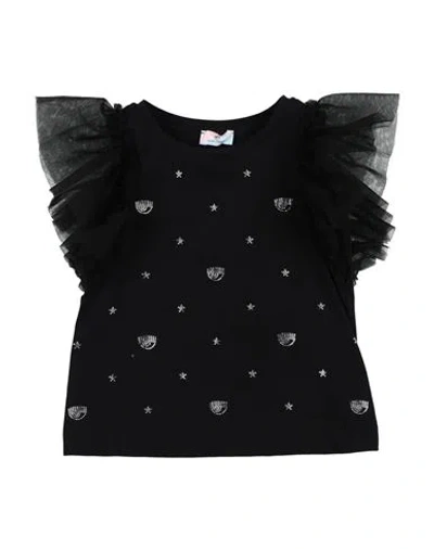 Chiara Ferragni Babies'  Toddler Girl T-shirt Black Size 6 Cotton, Elastane, Polyamide