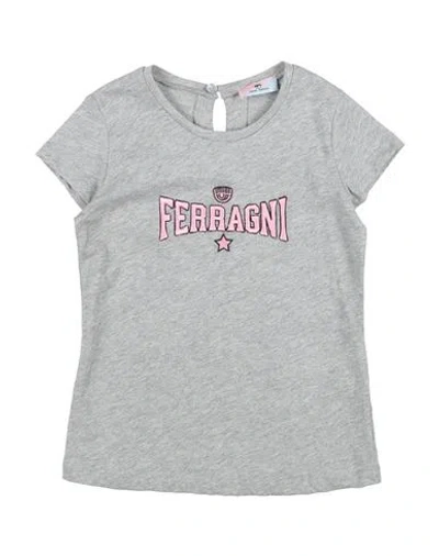 Chiara Ferragni Babies'  Toddler Girl T-shirt Grey Size 3 Cotton