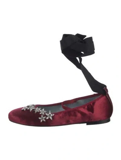 Pre-owned Chiara Ferragni Velvet Ballet Flats In Red