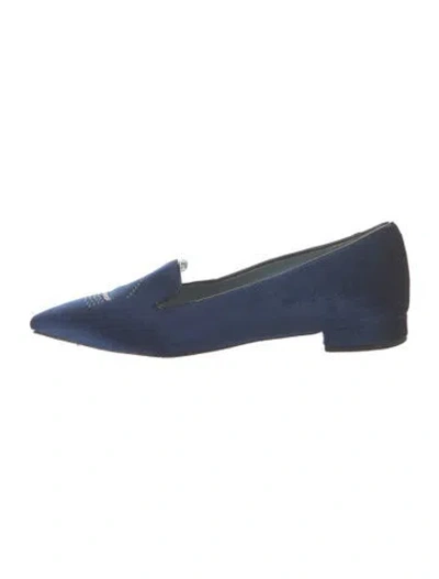 Pre-owned Chiara Ferragni Velvet Graphic Print Loafers In Blue