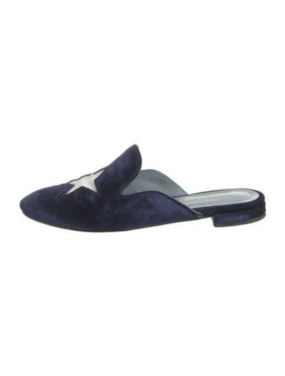 Pre-owned Chiara Ferragni Velvet Slides In Blue