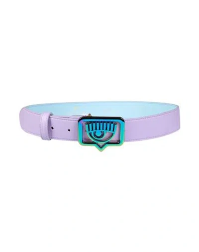 Chiara Ferragni Woman Belt Lilac Size 30 Polyurethane In Purple